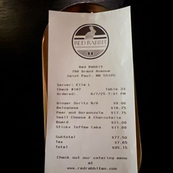 Red Rabbit - Bill - Italian Near Me - St Paul, Minnesota