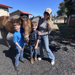 Teacher Gretchen with twins who love their lessons!