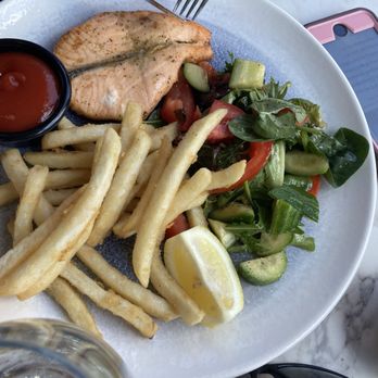 Azure - Salmon with fries - Modern European Near Me - Brooklyn, New York