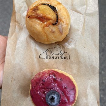 Cloudy Donuts - Ginger peach (top) and Blueberry Sage - Donuts Near Me - New York, New York