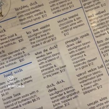 The Tipsy Duck Parlor - Menu - Cosmetics & Beauty Supply Near Me - St. Augustine, Florida