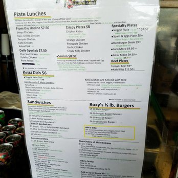 Roxy's Island Grill - Menu. - Hawaiian Near Me - Beaverton, Oregon