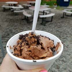 The Village Scoop Ice Cream Shop - Peanut butter cup with chocolate sprinkles.