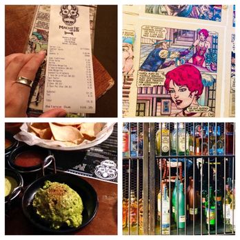 Machete Tequila + Tacos - The bill for 6 ,guacamole, amazing tequilas , bathroom wallpaper(Spanish comic novella pages) - Mexican Near Me - Denver, Colorado Machete Tequila + Tacos - The bill for 6 ,guacamole, amazing tequilas , bathroom wallpaper(Spanish comic novella pages) - Mexican Near Me - Denver, Colorado