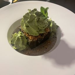 Matcha black sesame bread pudding
