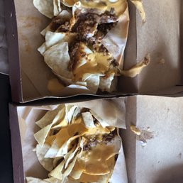 Chips are stale and nacho is cold. Chips are stale and nacho is cold.