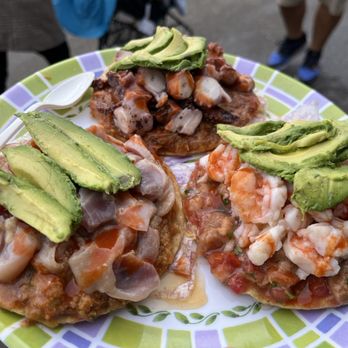 La Guerrerense - Three tostada selections including the world famous uni - Food Stands Near Me - Ensenada, BCN