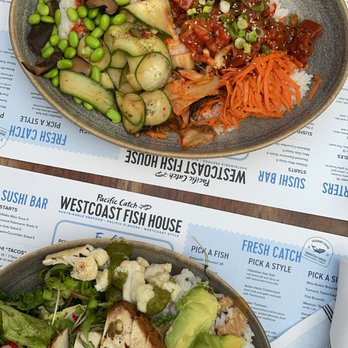 Pacific Catch - TOP: korean poke bibimbap BOTTOM: westcoast style bowl w/ tofu - Seafood Near Me - San Francisco, California Pacific Catch - TOP: korean poke bibimbap BOTTOM: westcoast style bowl w/ tofu - Seafood Near Me - San Francisco, California