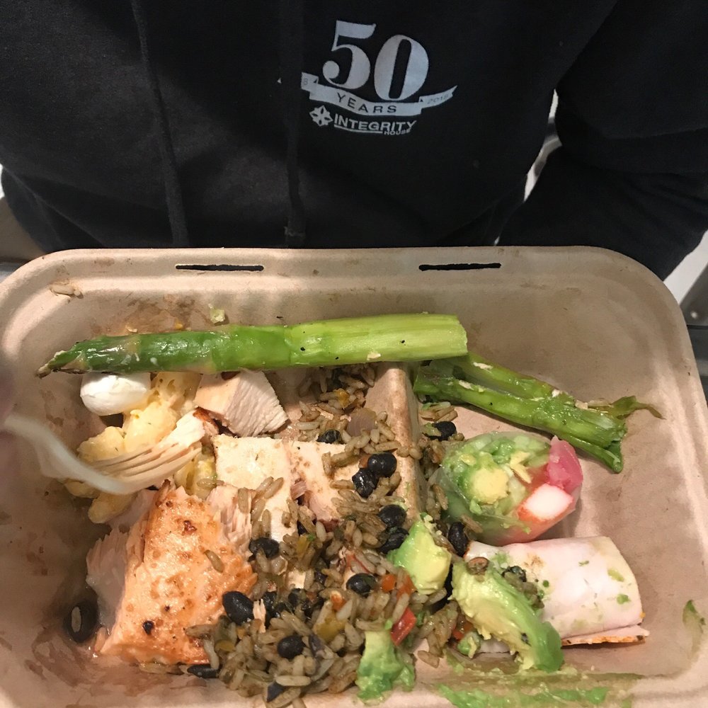 a little of everything, salmon, avocado, mozzarella, turkey wrapped sushi, black bean rice, Mac n cheese, asparagus, grilled chicken. a little of everything, salmon, avocado, mozzarella, turkey wrapped sushi, black bean rice, Mac n cheese, asparagus, grilled chicken.