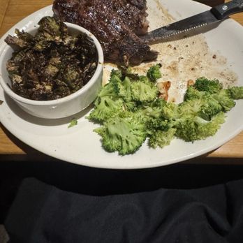 BJ's Restaurant & Brewhouse - The Classic Ribeye Steak with Brussels Sprouts and Steamed Broccoli soooooo bomb!!!! - Pizza Near Me - Irvine, California