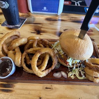 SOB Burgers - The Bitchin Burger with onion ring upgrade! - Burgers Near Me - Bradenton, Florida