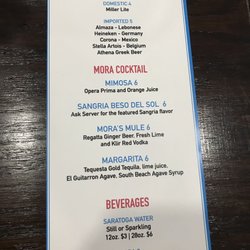 Mora Grill - Drink Menu