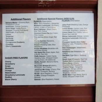 Murray's Shaved Ice - Special flavor menu - Shaved Ice Near Me - St. Louis, Missouri
