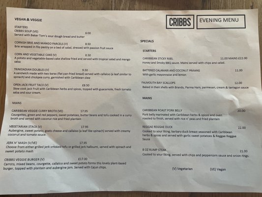 Menu photo 1 Cribbs Dine & Lounge Falmouth, CON