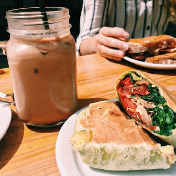 Knockbox Coffee - An iced mocha & a roasted veggie wrap. - Coffee & Tea Near Me - London, XGL
