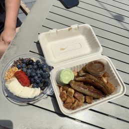 Potatoes, Italian Sausage, and Organic Açaí Bowl
