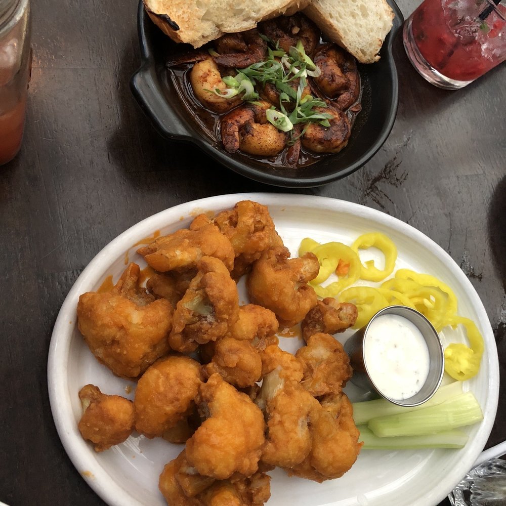 Hecks - Buffalo cauliflower and shrimp gambas - Breakfast & Brunch Near Me - Cleveland, Ohio Hecks - Buffalo cauliflower and shrimp gambas - Breakfast & Brunch Near Me - Cleveland, Ohio