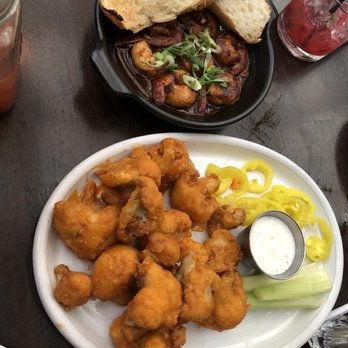 Hecks - Buffalo cauliflower and shrimp gambas - Breakfast & Brunch Near Me - Cleveland, Ohio