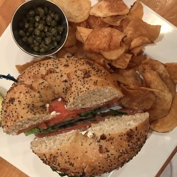 Miles Table - Nova bagel ( smoked salmon, lettuce, tomatoes, onions, and herb cheese) - American Near Me - Philadelphia, Pennsylvania Miles Table - Nova bagel ( smoked salmon, lettuce, tomatoes, onions, and herb cheese) - American Near Me - Philadelphia, Pennsylvania