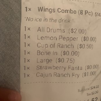 Wings R King - Special request for no ice - Chicken Wings Near Me - Hoover, Alabama