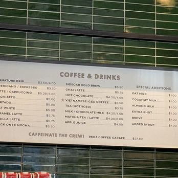 Sidecar Doughnuts & Coffee - Drink menu - Donuts Near Me - Torrance, California