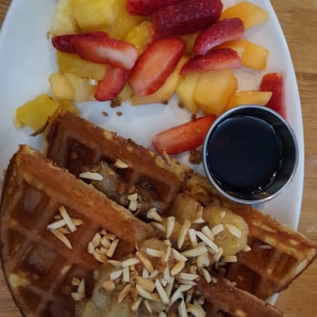 The Flipside Restaurant - Amazing almond waffle with rum bananas and fruit. Omg y'all! - Southern Near Me - Rock Hill, South Carolina The Flipside Restaurant - Amazing almond waffle with rum bananas and fruit. Omg y'all! - Southern Near Me - Rock Hill, South Carolina