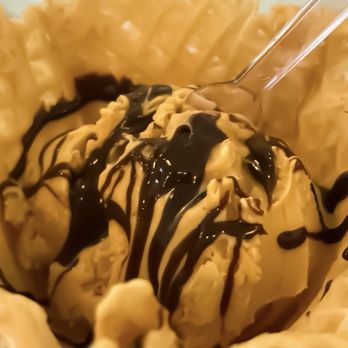 Mora Iced Creamery - Coffee ice cream with drizzles of chocolate in a waffle cone . - Ice Cream & Frozen Yogurt Near Me - Las Vegas, Nevada