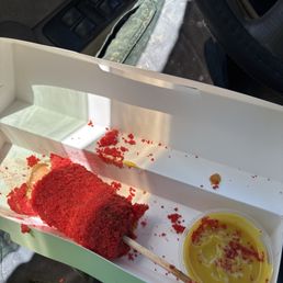 Jalapeño and cheddar sausage topped with hot Cheetos Jalapeño and cheddar sausage topped with hot Cheetos
