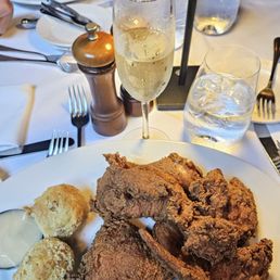 Buttermilk Fried Mary's Chicken, Cornbread Muffins, Honey Butter