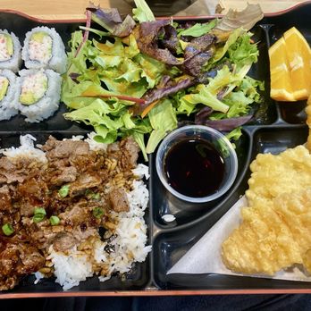 J Sushi - Carson - Bento Box with beef and CA roll - Japanese Near Me - Carson, California