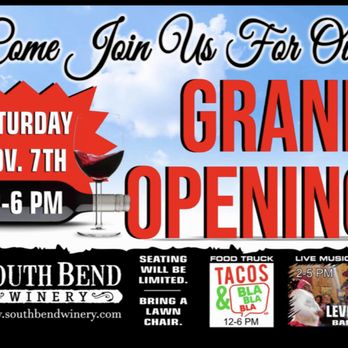 South Bend Winery - grand opening poster - Wineries Near Me - Greenwood, South Carolina South Bend Winery - grand opening poster - Wineries Near Me - Greenwood, South Carolina
