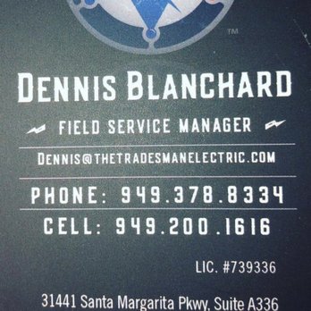 Tradesman Electric - Back of card - Electricians Near Me - Dana Point, California Tradesman Electric - Back of card - Electricians Near Me - Dana Point, California