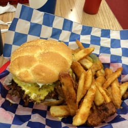 Townsite Food Mart - Fishhook Burger-Bacon, teriyaki sauce and american cheese with beer batter french fries.  Made fresh and as good as it looks.