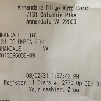 Annandale Citgo Auto Care - Receipt - nail in my tire uggghhhh lol - Gas Stations Near Me - Annandale, Virginia
