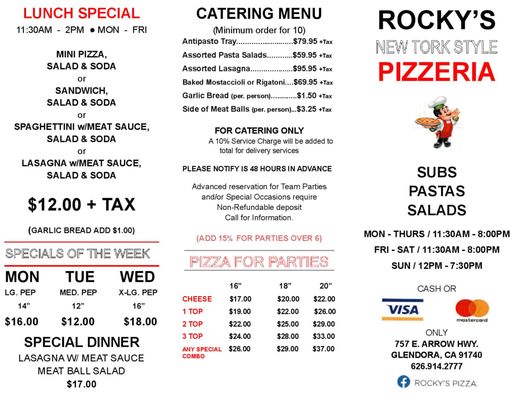 Menu photo 5 Rocky's New York Pizza Glendora, CA Menu photo 5 Rocky's New York Pizza Glendora, CA