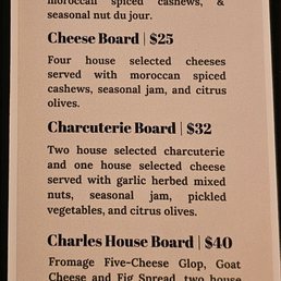Charcuterie and cheese menu as of 1/15/26 Charcuterie and cheese menu as of 1/15/26