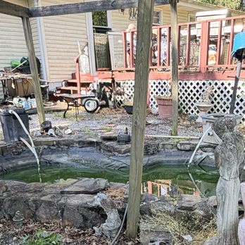 Element Land - Filled pond in with 4 ton 57 rock and designed to make a masonry patio - Lawn Services Near Me - Manchester, Tennessee Element Land - Filled pond in with 4 ton 57 rock and designed to make a masonry patio - Lawn Services Near Me - Manchester, Tennessee