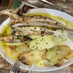 Beharri - The grilled rape, or angler fish, was absolutely delicious and came with thinly sliced potatoes.