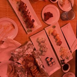 Best Teriyaki & Sushi - Haka Haka roll. Goyza plate. sweet and sour hot wings appetizer. California roll, Seahawks roll, Crab roll, Rainbow roll.