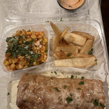 El Sabor Latin Kitchen - Chimichanga with Yuca Fries and Street Corn - Mexican Near Me - Pittsburgh, Pennsylvania El Sabor Latin Kitchen - Chimichanga with Yuca Fries and Street Corn - Mexican Near Me - Pittsburgh, Pennsylvania