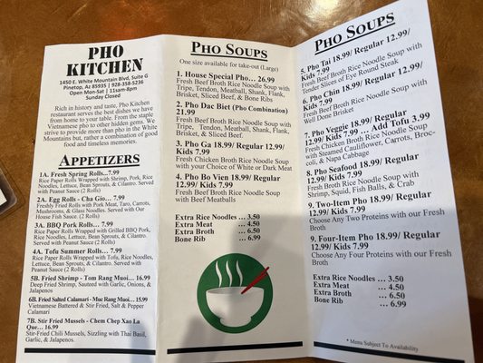 Menu photo 1 Pho Kitchen Pinetop-Lakeside, AZ Menu photo 1 Pho Kitchen Pinetop-Lakeside, AZ