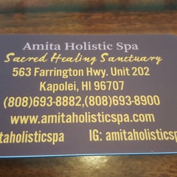 Amita Holistic Spa - Business card - Massage Near Me - Ewa Beach, Hawaii
