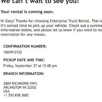Enterprise Rent-A-Car - My reservation - Truck Rental Near Me - Arlington, Virginia Enterprise Rent-A-Car - My reservation - Truck Rental Near Me - Arlington, Virginia