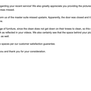Go2Girl - Their response to my emails about a very poor deep clean with videos to show dust bunnies - Personal Assistants Near Me