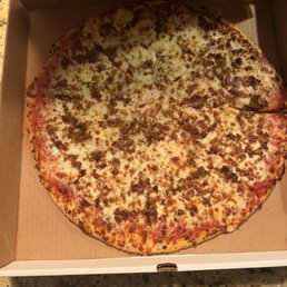 Extra sauce, sausage, and pie cut