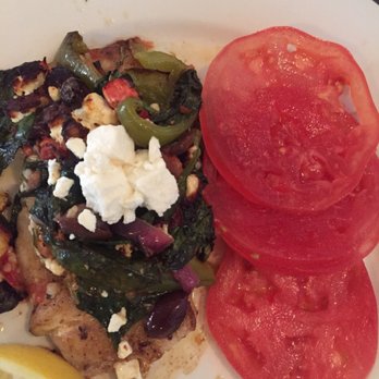 Neptune Grill - Grouper Mediterranean with sliced tomatoes - American Near Me - Gulfport, Florida Neptune Grill - Grouper Mediterranean with sliced tomatoes - American Near Me - Gulfport, Florida
