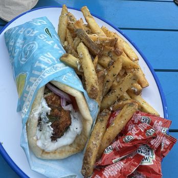 Ilios Crafted Greek - Falafel Sandwich (traditional) Greek Style Fries - Mediterranean Near Me - Charlotte, North Carolina Ilios Crafted Greek - Falafel Sandwich (traditional) Greek Style Fries - Mediterranean Near Me - Charlotte, North Carolina