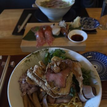 Mensho - apollo yuku ramen, nigiri 4 pcs, and duck matcha ramen - Noodles Near Me - Houston, Texas
