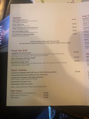 Menu photo 1 Unicorn Inn Ambleside, CMA Menu photo 1 Unicorn Inn Ambleside, CMA