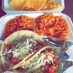Puerto Vallarta Express - Chicken tacos rice & chips & salsa